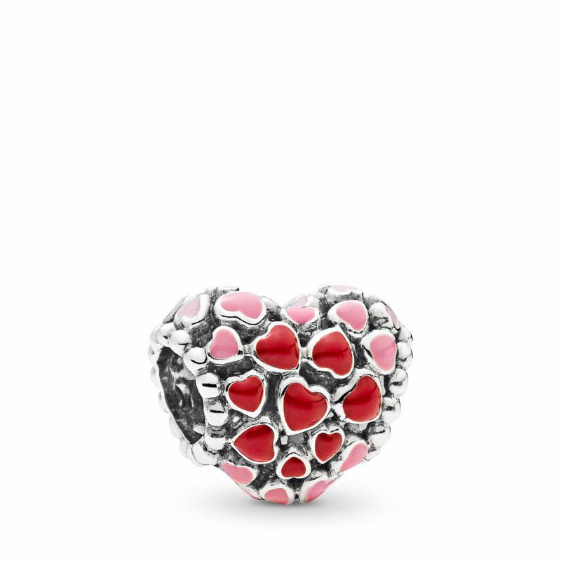 Pandora Red & Pink Hearts Charm Silver Egypt LE0219384
